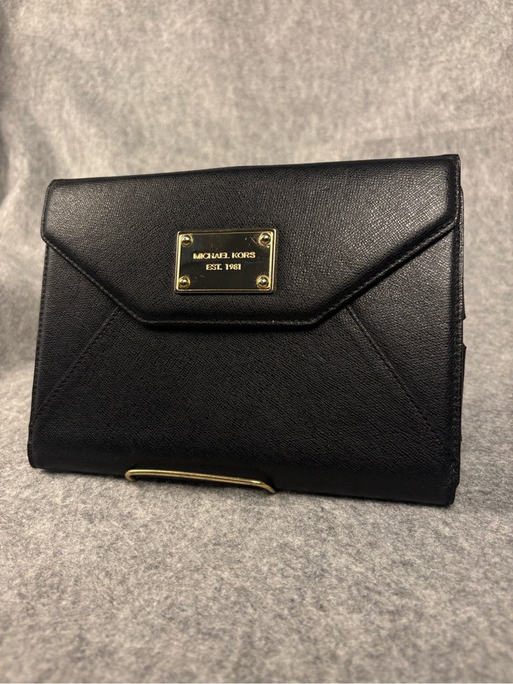 Michael Kors Black Saffiano Leather 9.7” iPad Folio Wallet Organizer